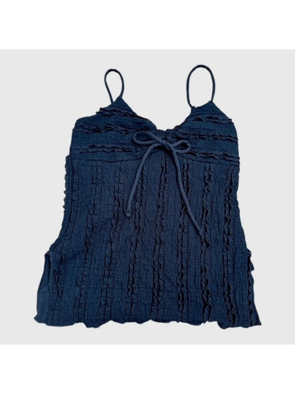 Good Days Project Babydoll Tank Womens Medium Black Ruffle Knit Bow Fairy Grunge